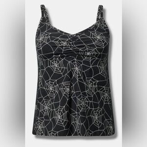 #626 - TORRID Foxy Lace Side Sleeveless Sleep Tank Top Black & White Spider Web